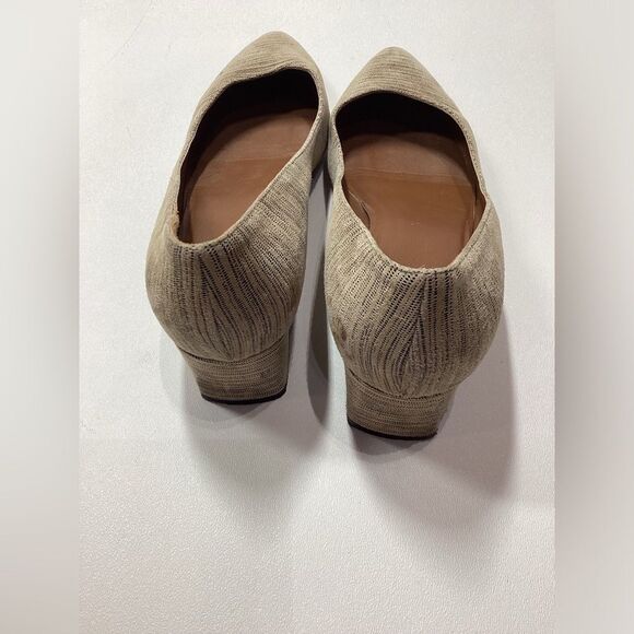 Aquatalia Phoebe Nubuck Suede Block Heel Pumps – Tan Brown Striped, Size 9.5 - Picture 6 of 15